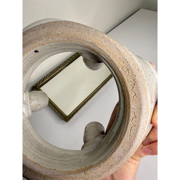 Unique Ceramic Candle Holder Signed Pottery Contemporary Center Piece, 3 candle - Picture 2 of 8